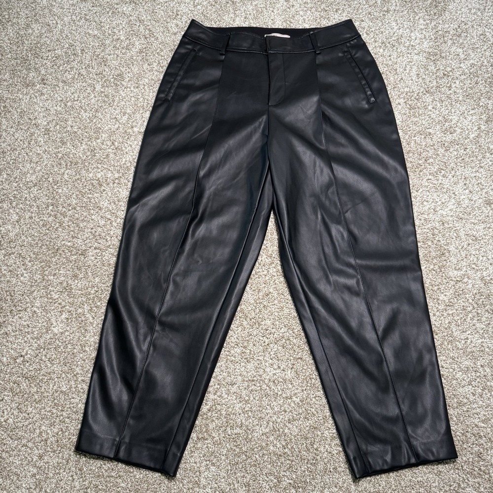 BCBGeneration Black‎ Faux Leather Pleated 4 Pocket Ankle Pant Size S